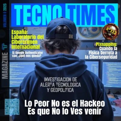 Portada de TecnoTimes número 113 sobre la vulnerabilidad Pixnapping y al aumento del cibercrimen en España.