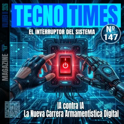 Portada TecnoTimes Nº147 sobre inteligencia artificial, ciberseguridad y la nueva carrera armamentística digital entre algoritmos